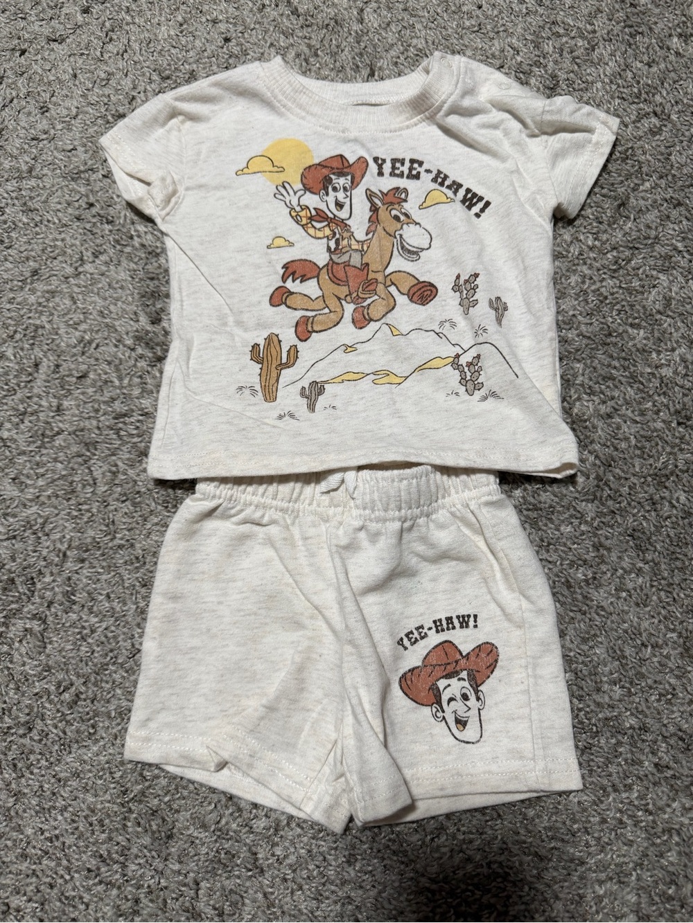 Disney Toy Story Baby Cream Infant Snap Top and Shorts Set